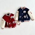 thumbnail image 3 of Esaierr 2-12Y Kids Baby Baseball Jacket for Boys Girls,Toddler Boy's Letter Print Baseball Coats Kids Varsity Outwear Girls Varsity Jacket, 3 of 5