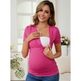 thumbnail image 2 of DARING DIVA Women's Ruched Wrap V Neck Maternity Blouse S Hot Pink, 2 of 7