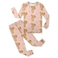 thumbnail image 3 of SonxaHe Toddler Girl' Outfit Set Capybara Print Long Sleeve Top Pants Child Sleepwear Soft Cozy Loose Nightwear Outfits Pink,Sized 2-3, 3 of 4