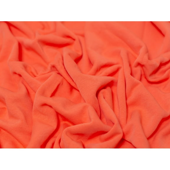 Polycotton Fleece Back Sweatshirt Stretch Knit Fabric Bright Orange - per yard