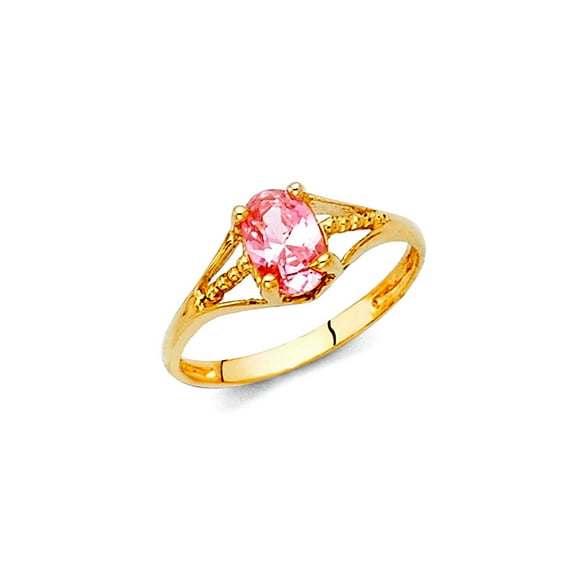 14k Yellow Gold Cubic Zirconia Oct Ring Size 3-Ring - 1.1 Grams