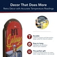 thumbnail image 5 of American Art Decor "My Garage My Rules" Vintage Metal Thermometer - Functional Indoor/Outdoor Wall Thermometer with Embossed Edge, Hot Rod & Pin-Up Design for Garage, Man Cave, or Workshop, 5 of 8