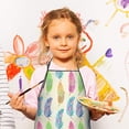 thumbnail image 2 of Yellow Boho Tribal Feathers Pattern Kids Aprons for Girls and Boys,Adjustable Neck Strap Toddler Aprons for Kids Cooking Baking, 2 of 6