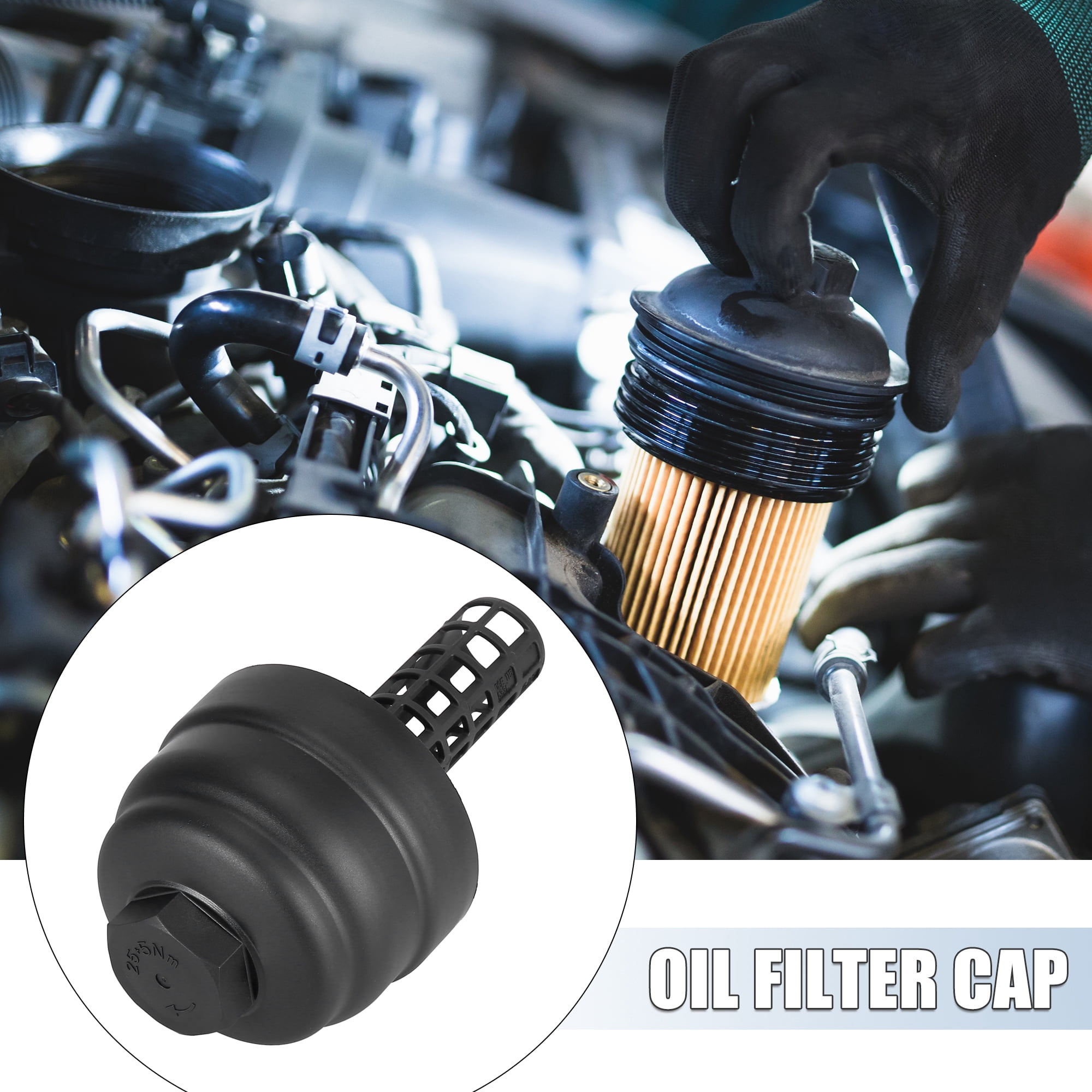 Car Oil Filter Cap Assembly Housing Replacement for Audi A4 A5 A6 Quattro Q5 Q7 S4 for VW Touareg 06E115433C