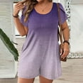 thumbnail image 2 of Combinaison pour Femmes, Grande Taille Manches Bouffantes Courte avec Poches Imprimées, Tenue Décontractée Col Rond Tendance, Vacances d'Été, Couverture de Plage, Tenue de Détente, Violet G, 2 of 8