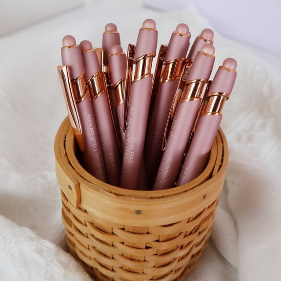 CCOCC 10 Pack Bible Verse Pens, Retractable Ballpoint Pen with Stylus Tip, Uplifting Scripture Pens for Christians, Graduation Gifts, Bible Study Supplies, Smooth Writing, No Smudge Ink, 3Ml Capacity
