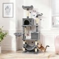 thumbnail image 4 of Gymax 66'' Tall Cat Tree w/2 Condos Sisal Scratching Posts Plush Perch Hammock Basket Light Gray, 4 of 10