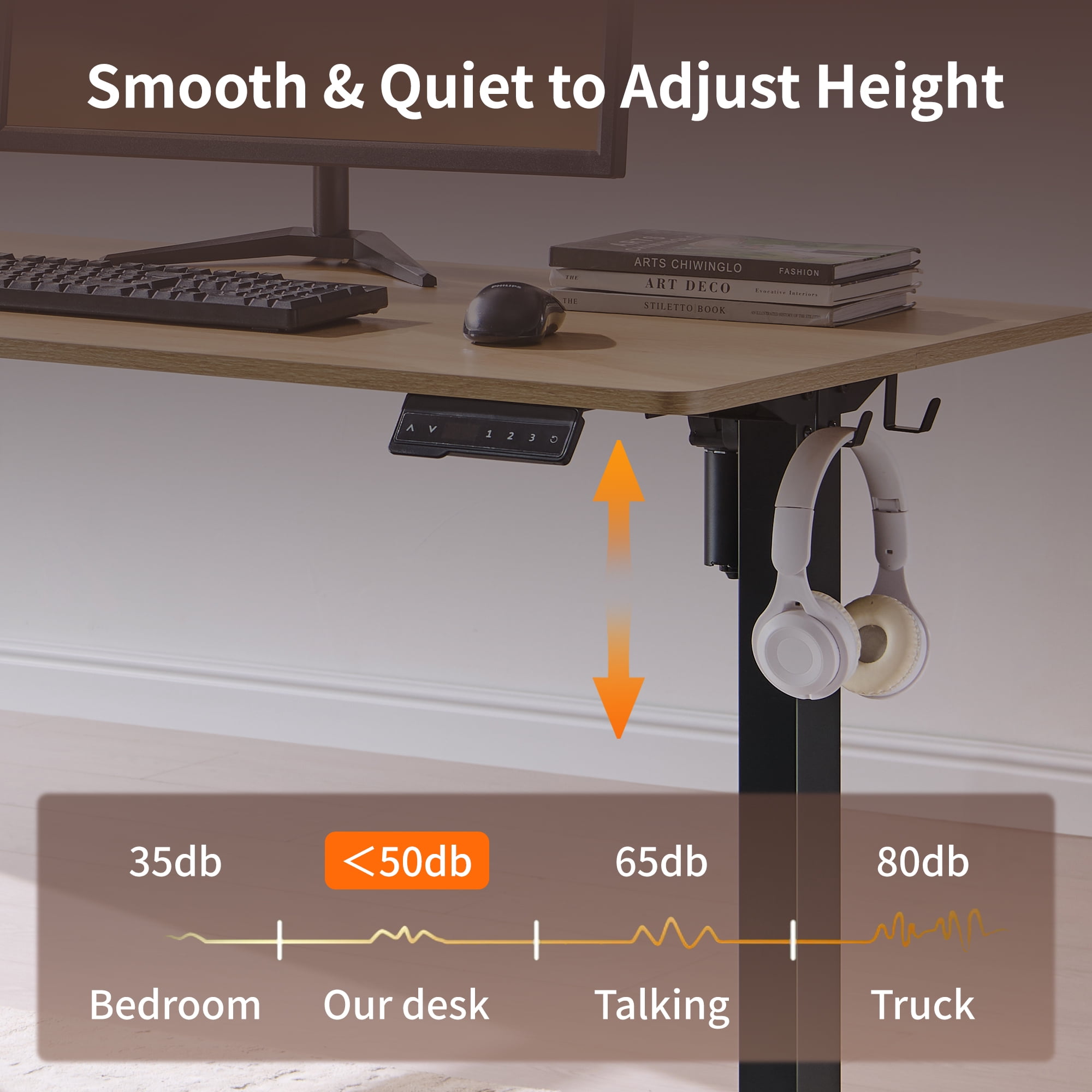 Tricora Electric Standing Desk, 48x 24 Inches Height Adjustable Desk, Sit and Stand Up, Ergonomic Rising Computer Table with Memory Preset, Nature Wood