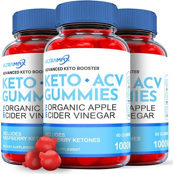 (3 Pack) Ultramax Keto ACV Gummies - Supplement for Weight Loss - Energy & Focus Boosting Dietary Supplements for Weight Management & Metabolism - Fat Burn - 180 Gummies