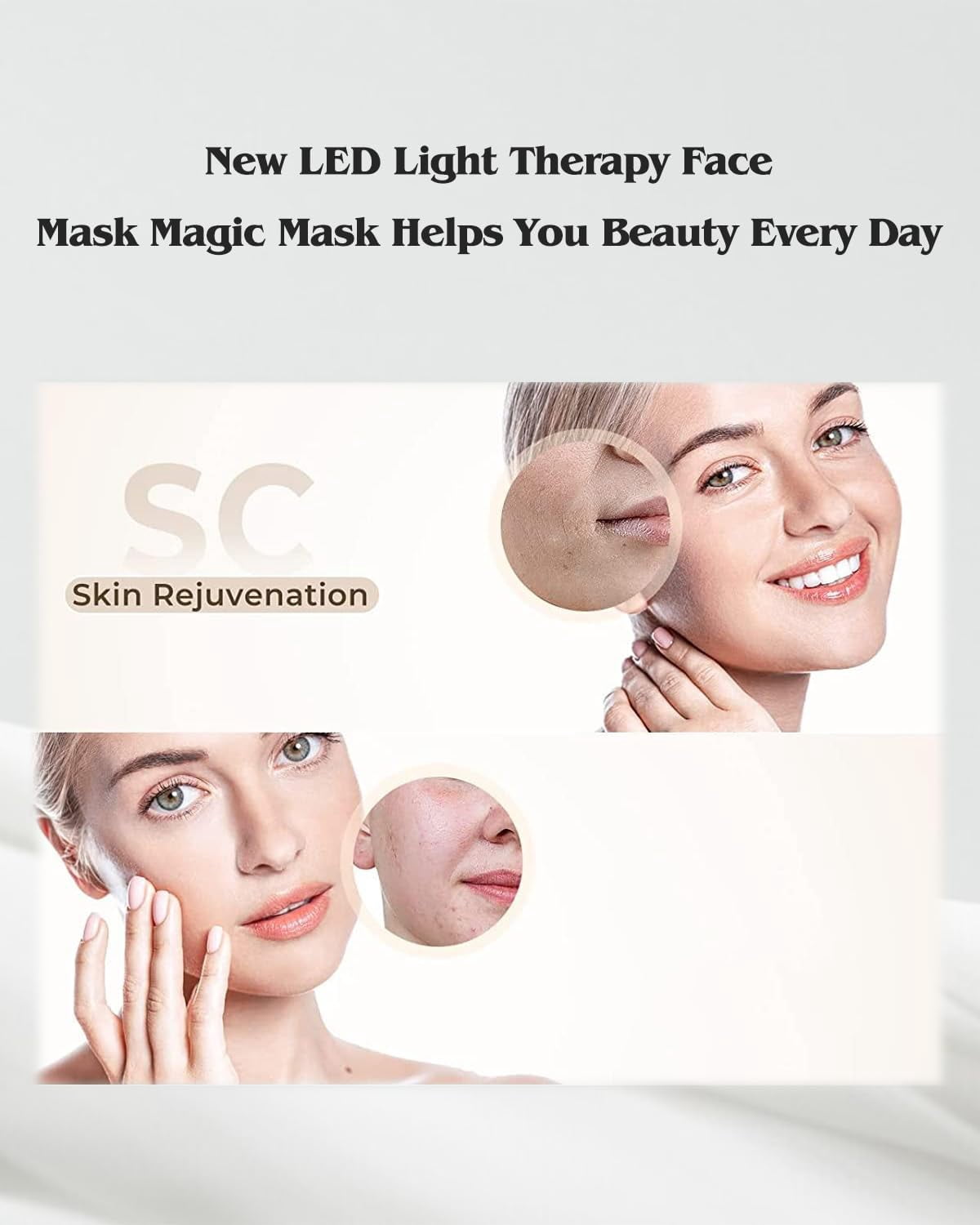 Aorsher LED Light Therapy for Face, 7 Colors Red-Light-Therapy-Mask, Facial LED Light Therapy Tool Skin Care Equipment at Home, Facial Neck Body Hand Beauty Mask