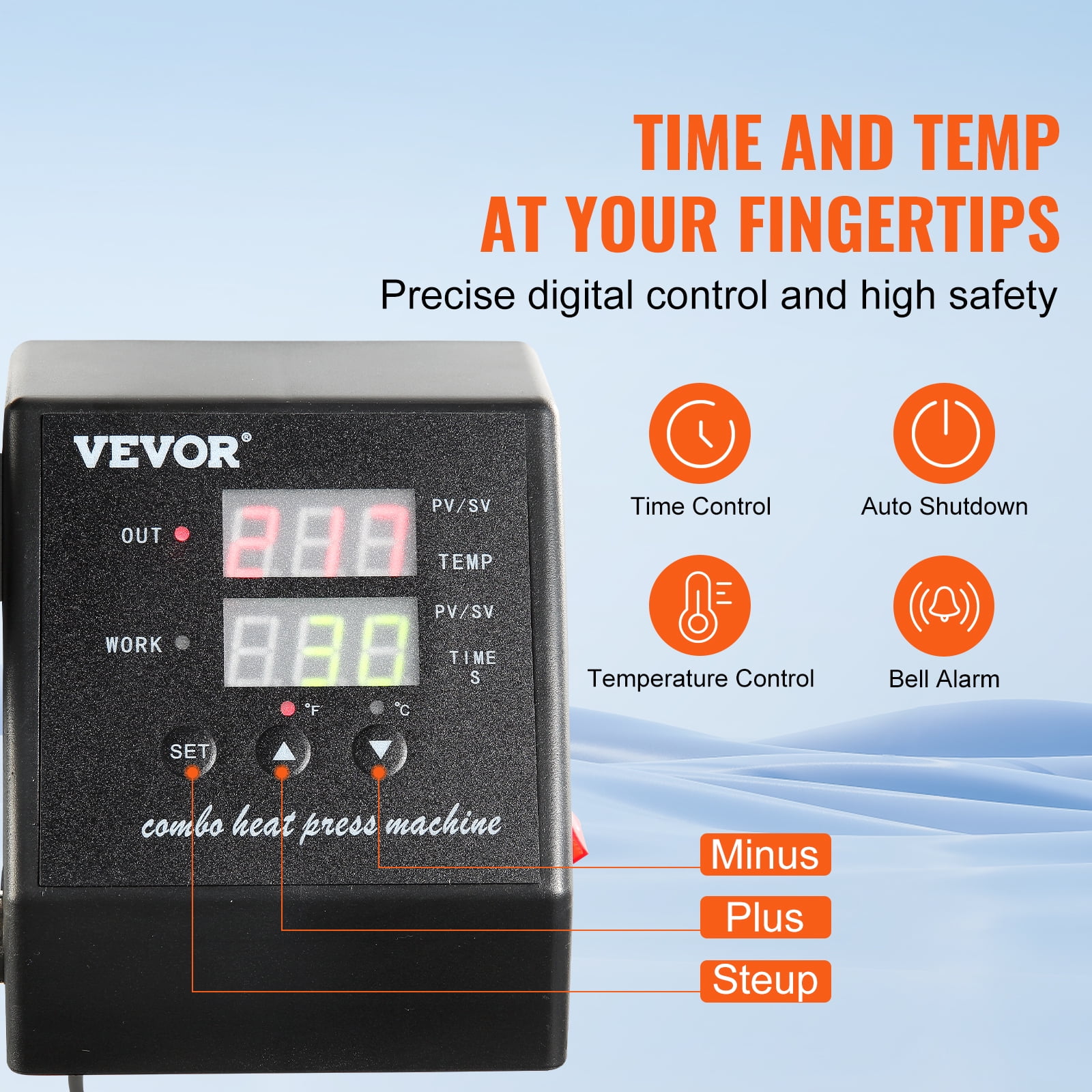 VEVOR Heat Press Machine, 8 in 1 Combo Digital Multifunctional Sublimation Heat Transfer Machine 12x15 inch, 360 Degree Rotation Swing Away for Printing T Shirts Mug Cap Hat Plate