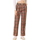 thumbnail image 5 of INSPIRE CHIC Pantalones Largos Rectos de Cintura Elástica con Botón y Cremallera para Mujer a Cuadros XL Rojo Marrón Beige, 5 of 8