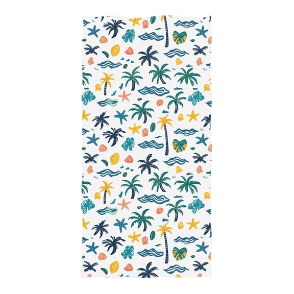 Oversized Beach Towel Extra Large Absorbent Microfiber Bath Towels Soft Quick Drying Palm Trees Shells Wave 74"x37"