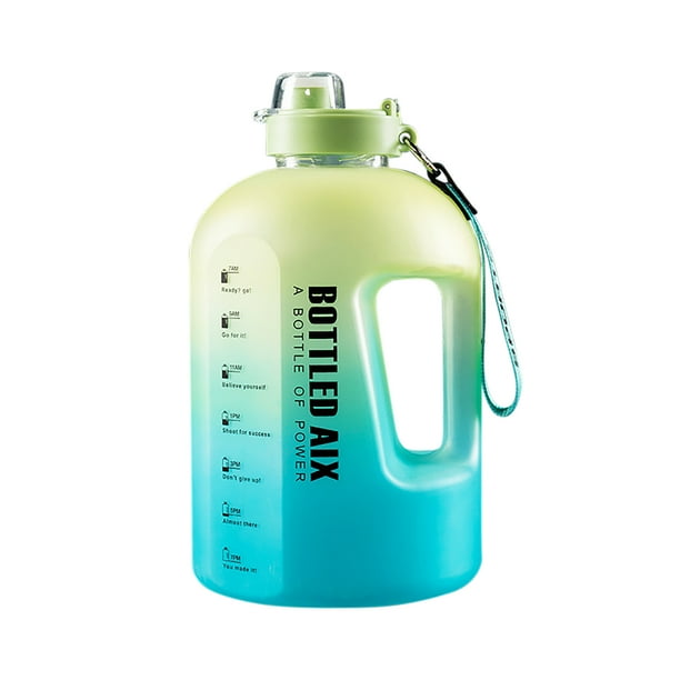 Botella de agua Wdftyju color degradado Apertura de boca ancha para cubitos de hielo con diseño de correa