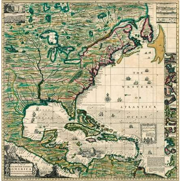 Amérique Septentrionalis une Carte de l'Empire Britannique en Amérique, 1733 Affiche Imprimée par Henry Popple (24 x 24)