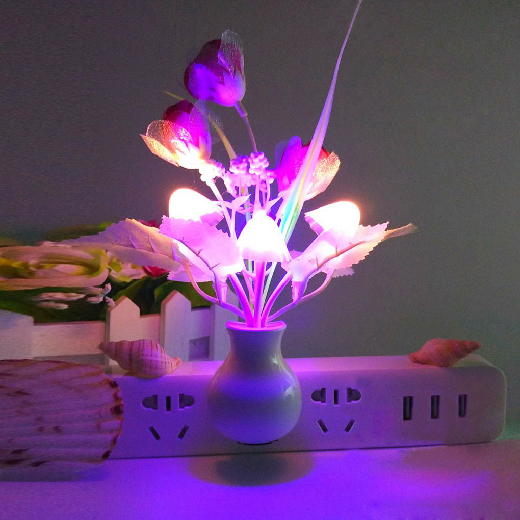 Energy Saving LED Mushroom Night Lights Sensor Control Plug-in Lamp Wall Bedroom 