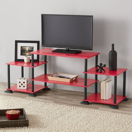 Mainstays No Tools Assembly TV Stand for TVs up to 40", Red/Black