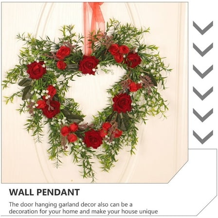 ROSENICE Heart Wreaths Rattan Decorative Valentines Day Front Door Wreath 1Set