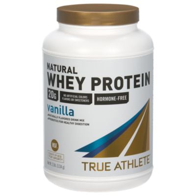 True Athlete Natural Whey Protein  Vanilla, 20g of Protein per Serving  Probiotics for Digestive Health, Hormone Free  NSF Certified For Sport (2.5 Pound