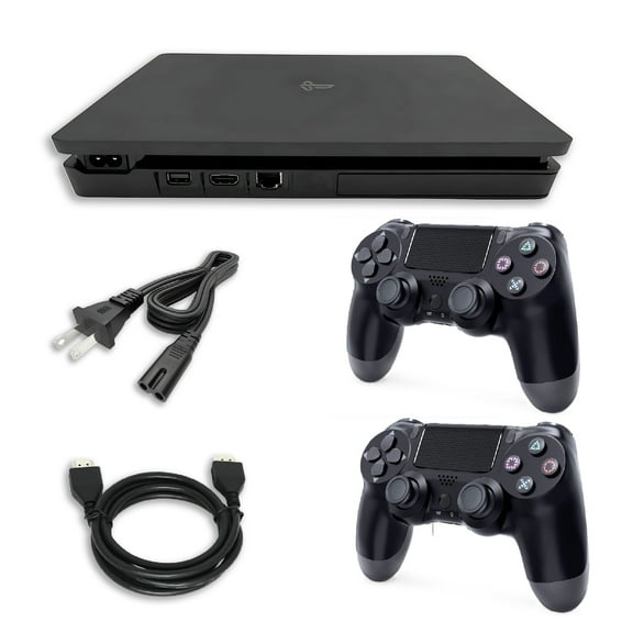 Restored Sony Playstation 4 PS4 Console Slim 1TB with 2 Retrofam Controllers, Black (Refurbished)