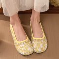 thumbnail image 2 of Dress Shoes for Women Round Closed Toe Flats Shoes Floral Lace Ballet Flats Dressy Comfortable Foldable Flats Low Heel Slip on Shoes Yellow, 2 of 9