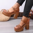 thumbnail image 5 of Viluyesy Womens Block Heeled Sandals, Adjustable Strap Open Toe Slingback Fashion Dressy Platform Shoes Brown US5.5, 5 of 9