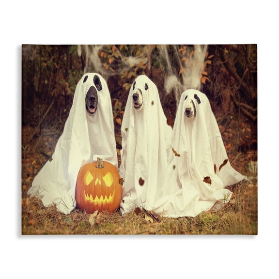 Stupell Industries Traditional Vintage Photography Halloween Pumpkin And Ghost Dogs Canvas Art, 40 x 30, by Lil' Rue