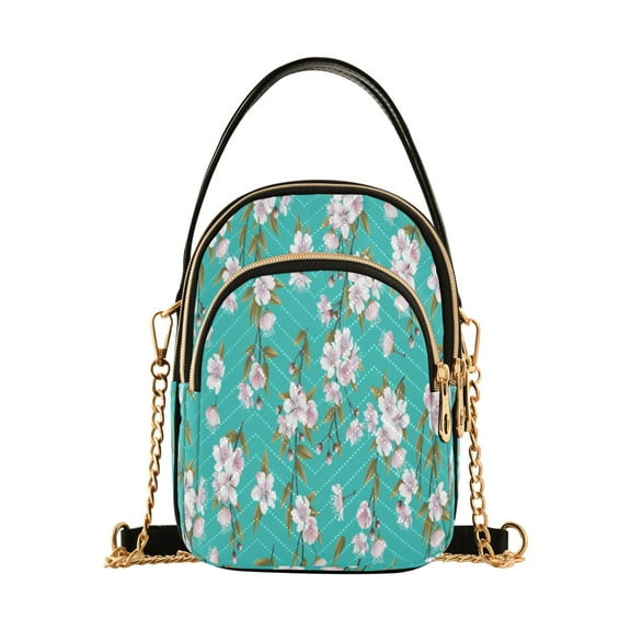 ALAZA Chain Crossbody Bags for Women Spring Cherry Flowers Shoulder Handbag Phone Purse