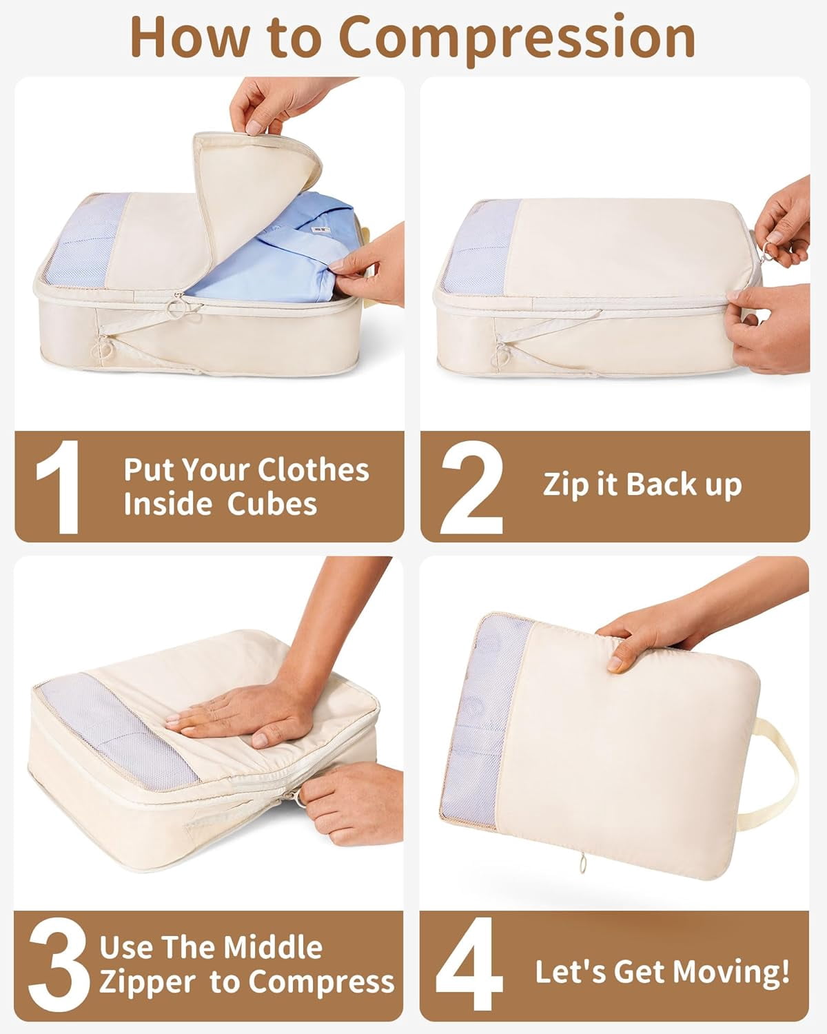 Compression Packing Cubes 11 Set, Suitcase Organizers, Luggage Organizer Bags for Storage, Extendable Packing Cubes for Travel Compression, Travel Essentials