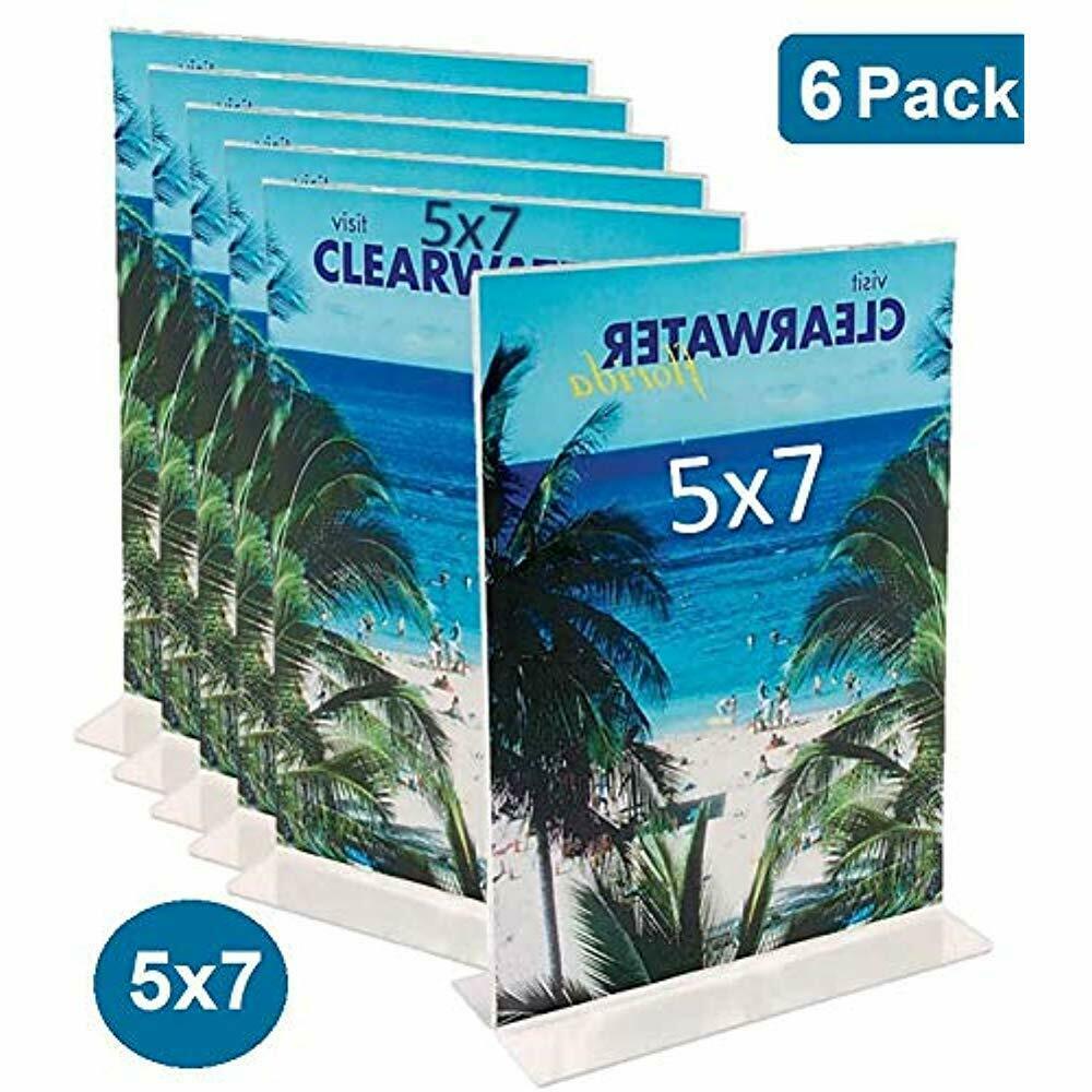 Vertical Store Sign Holders Plastic StandUp Holder, 5" X 7" (6 Pack