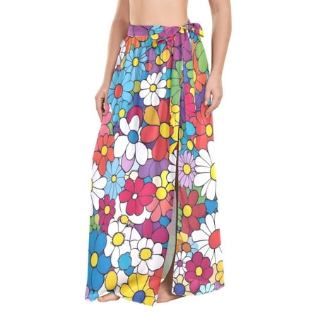 FORMRS Beach Sarong for Women Semi-Sheer Wrap Skirt Swimsuit Cover Up  Whimsical Floral