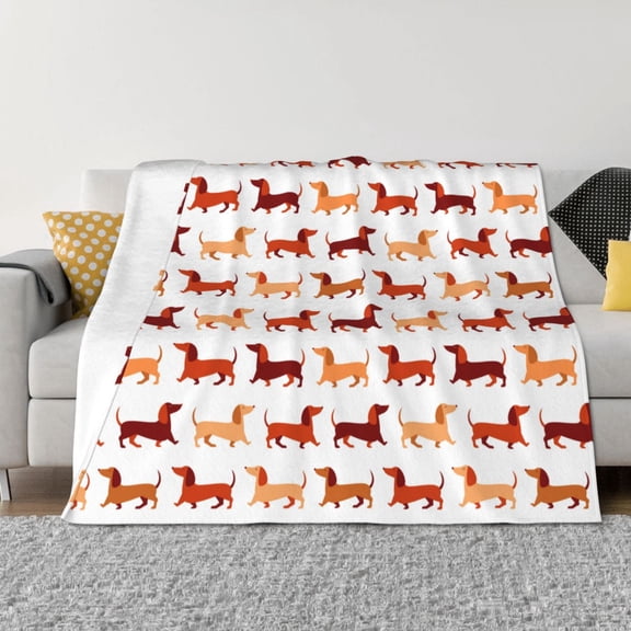 Rateoe Dachshund Walking Pattern Flannel Throw Blanket, Ultra-soft Blanket for Bed, Couch, Car, Hypoallergenic Anti-pilling blanket-40"x30"(Horizontal)