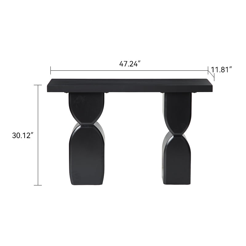 47.24" Modern Console Table, Accent Sofa Side Table with Two Sculptural Legs, Entryway Display Table with Wood Veneer Finish