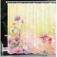 thumbnail image 4 of Ambesonne Pink Shower Curtain, Vintage Magnolia Blooms, 69"Wx84"L, Pink Pale Yellow, 4 of 5