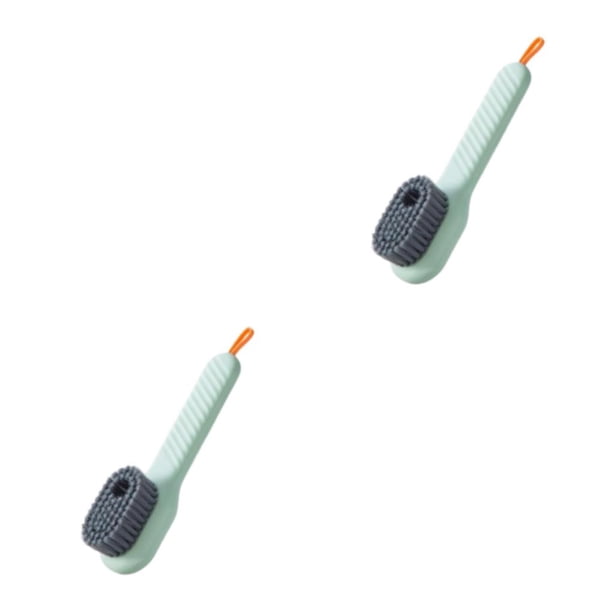 Kearding Cepillo para zapatos Líquido para agregar ropa Tablero Herramientas de limpieza Mango largo Verde 2Conjunto