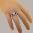 thumbnail image 6 of LBG British Made 14k White Gold Cultured Pearl & Amethyst Womens Anniversary Ring - 33 size options - Size 10, 6 of 7