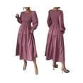 thumbnail image 3 of Autumn Women'S Long Sleeve Ruffled Round Neck Layered Flowing Wedding Guest Maxi Dress Purple XL, 3 of 7