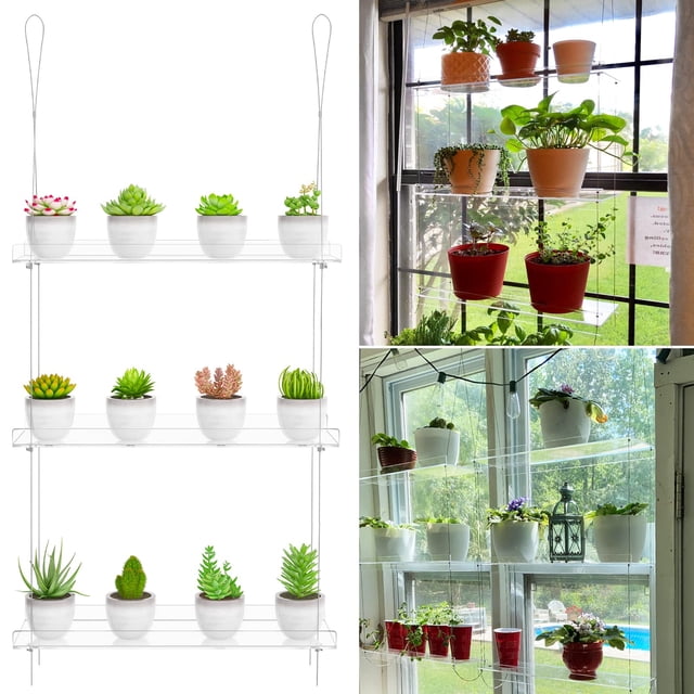 Estantes acrílicos ajustables de 16 pulgadas para plantas Otniap de 3 niveles