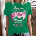 thumbnail image 2 of Tees Tops for Women Adult Fashion Cute Print Casual Round Neck Short Sleeve Dressy Clothes Green M, 2 of 5