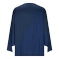 thumbnail image 4 of IROINNID en Solde Chemises Grande Taille pour Femmes Col Rond Manches Longues Confortables Imprimé Trompette Boutonné Basique Froncé Hauts Blouses Plissées, Navy, 4 of 6