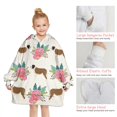 thumbnail image 6 of Saint Bernard Dog Breed and Flower Floral Blanket Hoodies for Kids 6-13YR Oversize Wearable Blanket Hoodies for Boys Girls Teens, 6 of 7