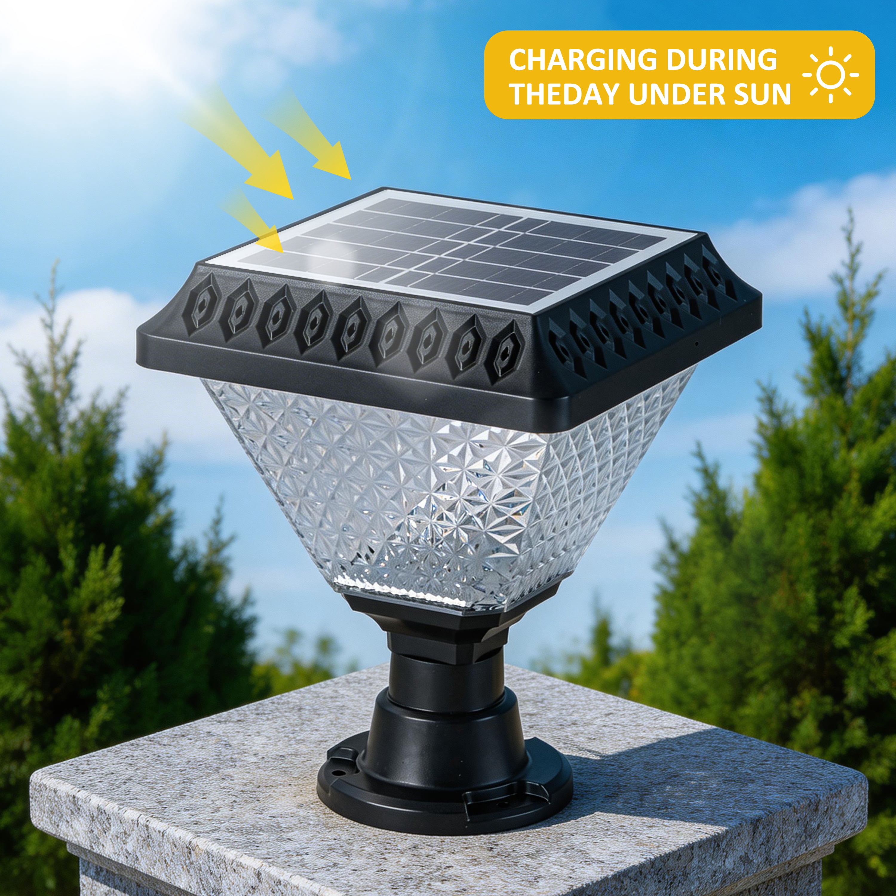C Cattleya 8.5-in 2-Pack Dusk-to Dawn Matte Black  Solar Outdoor Post Light