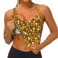 thumbnail image 3 of Balery Bright Shiny Golden Pattern Racerback Sports Bras for Women - Padded Seamless High Impact Support for Yoga Gym Workout Fitness-XX-Large, 3 of 8