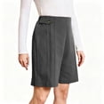 thumbnail image 2 of SwiftWear Women's Summer Casual Dressy Pleated Shorts with Elastic Waistband & Button Front High Waisted Knee Length Shorts for Daily Office, 2 of 7