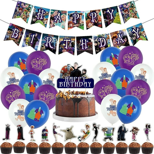 Suministros para la fiesta de cumpleaños temática de Hotel Transylvania, las decoraciones temáticas para fiestas de Hotel Transylvania incluyen pancarta de feliz cumpleaños, adorno
