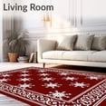 thumbnail image 2 of ODIKA 4'x6' Machine Washable Non-Slip Area Rug, Festive Snowflake Lattice Holiday Floor Decoration Accent High Traffic Rug with Pad, Red, 607161, 2 of 8