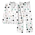 thumbnail image 6 of Youpwaven Valentines Pajamas Set for Womens Heart Print Soft Breathable Milk Silk Button up Collared Sleepwear, 2-Piece, Size L, 6 of 6