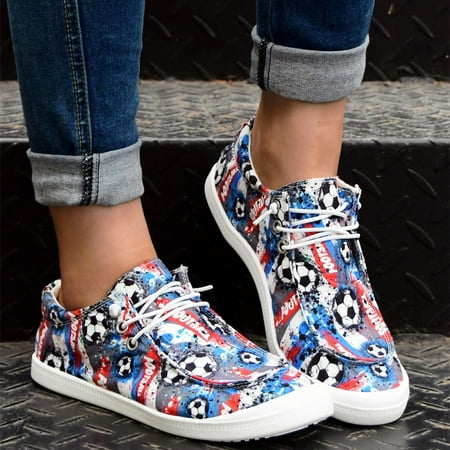 

Foraging dimple Floral Print Women s Sports Shoes Flat Breathable Shoes Women s Shoes Blue