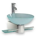 thumbnail image 5 of Modern Bathroom Vanity Wall Mounted Pedestal Frosted Glass Bowl Vessel Sink combo, 5 of 5