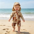 thumbnail image 2 of SONXAHE Baby UPF 50 One Piece Rash Guard Western Print Swimwear with Sun Hat For Kids, 2 of 7